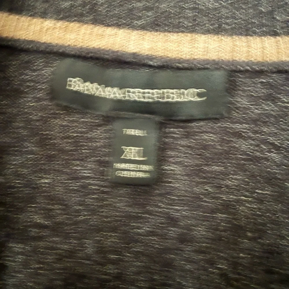 Banana Republic Men's Black Gray Marled Henley Cotton Sweater Size XL Tall